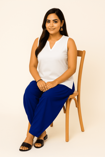 Cotton Patiala Blue Pants for Women