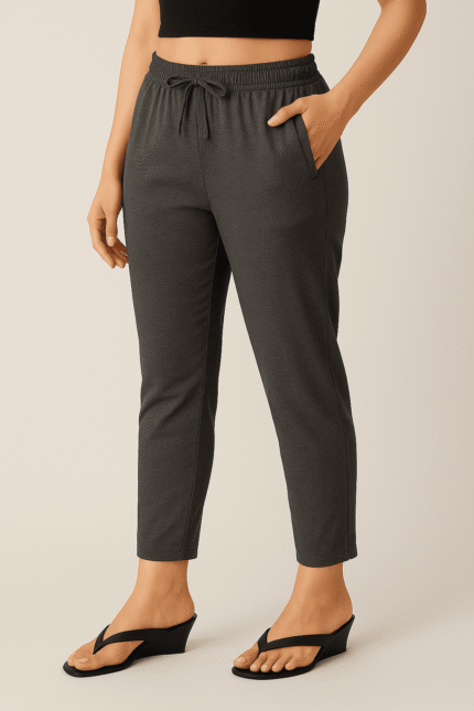 grey color straight cut pants