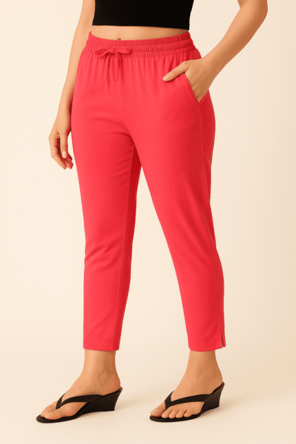 Coral Pink Straight Cut Pants