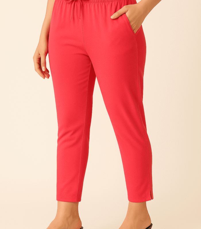 Coral Pink Straight Cut Pants