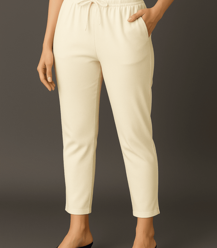 Cream straight cut pants for women stylish comfortable daily wear