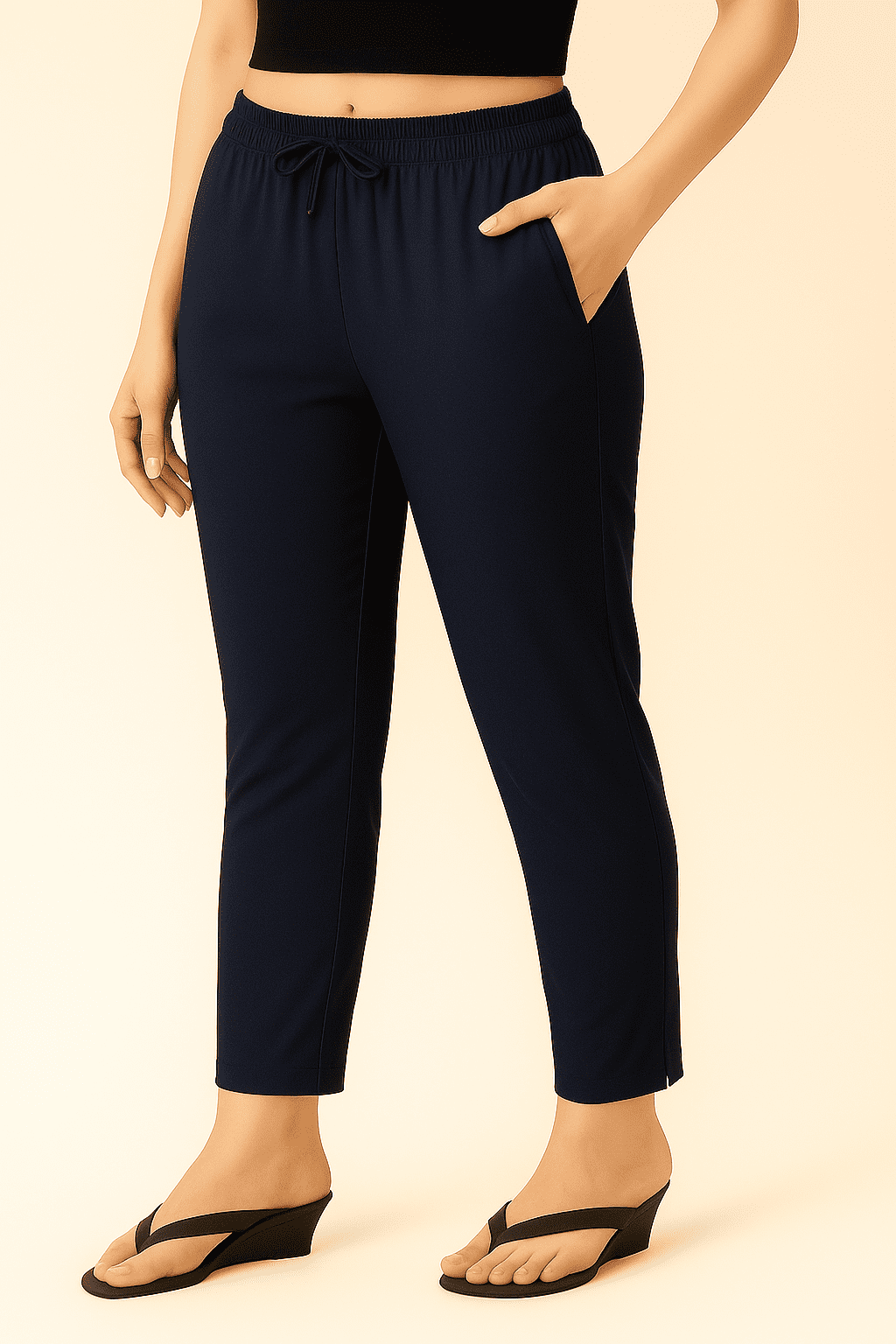 Navy Blue Cut Pants