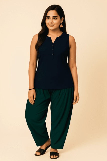 Cotton Patiala Green Pants for Women