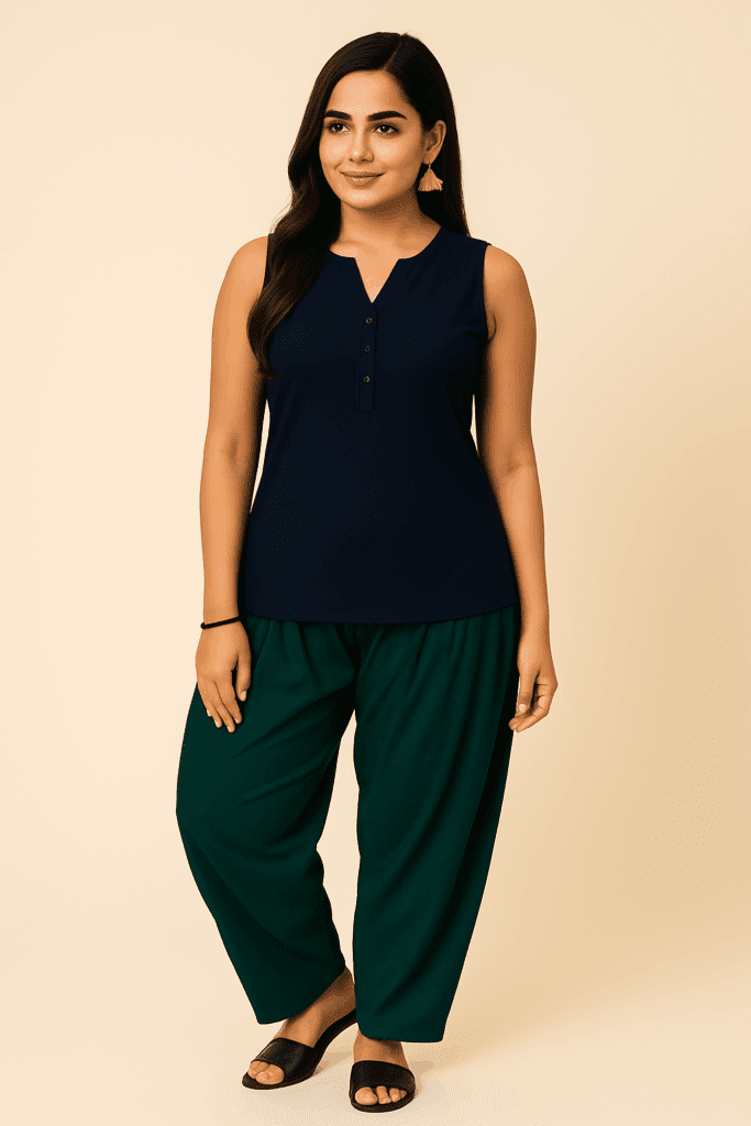 Cotton Patiala Green Pants for Women