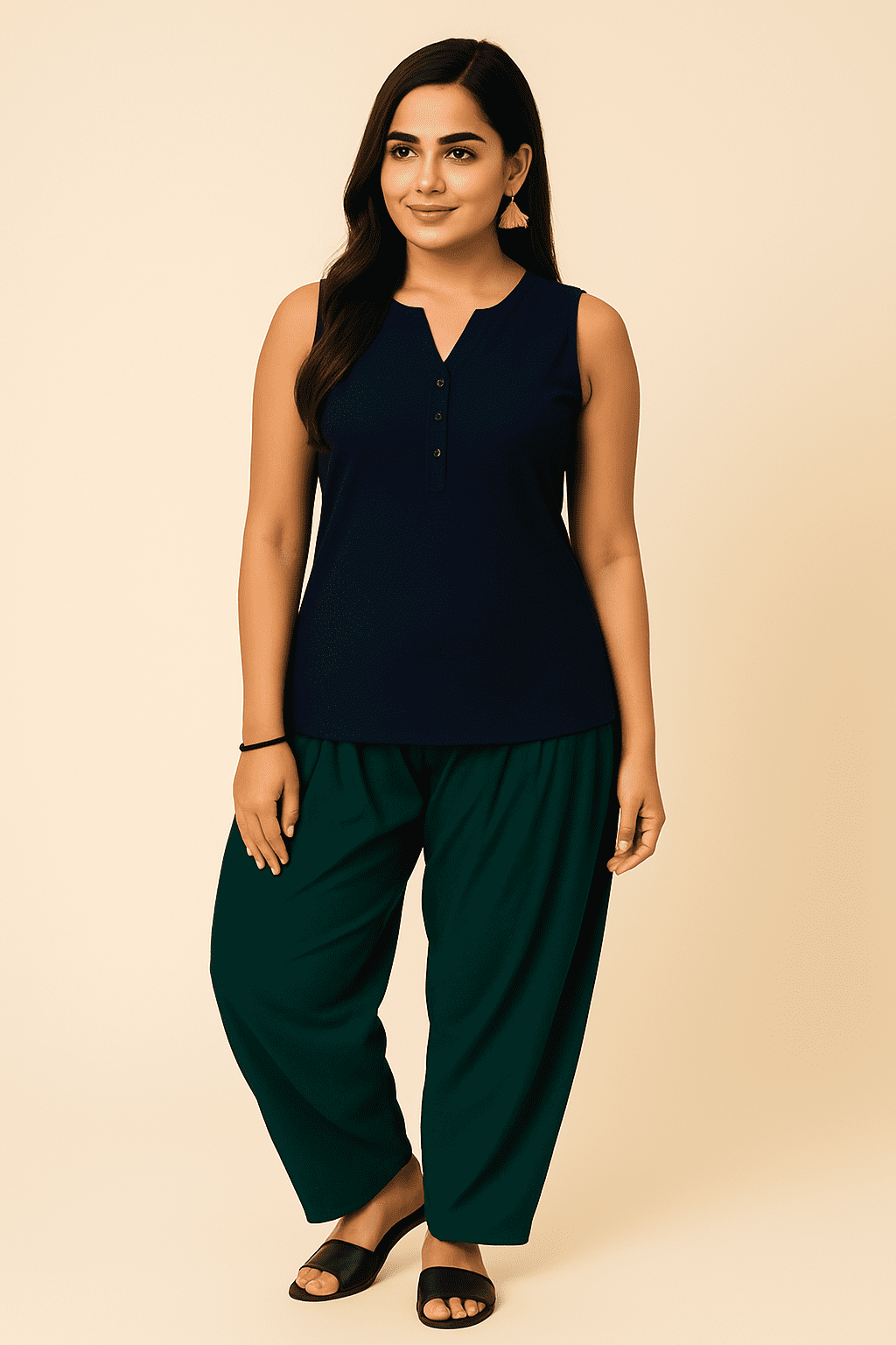 D14D4B71-2DFC-4325-9723-EFA582B10501 Cotton Patiala Green Pants for Women