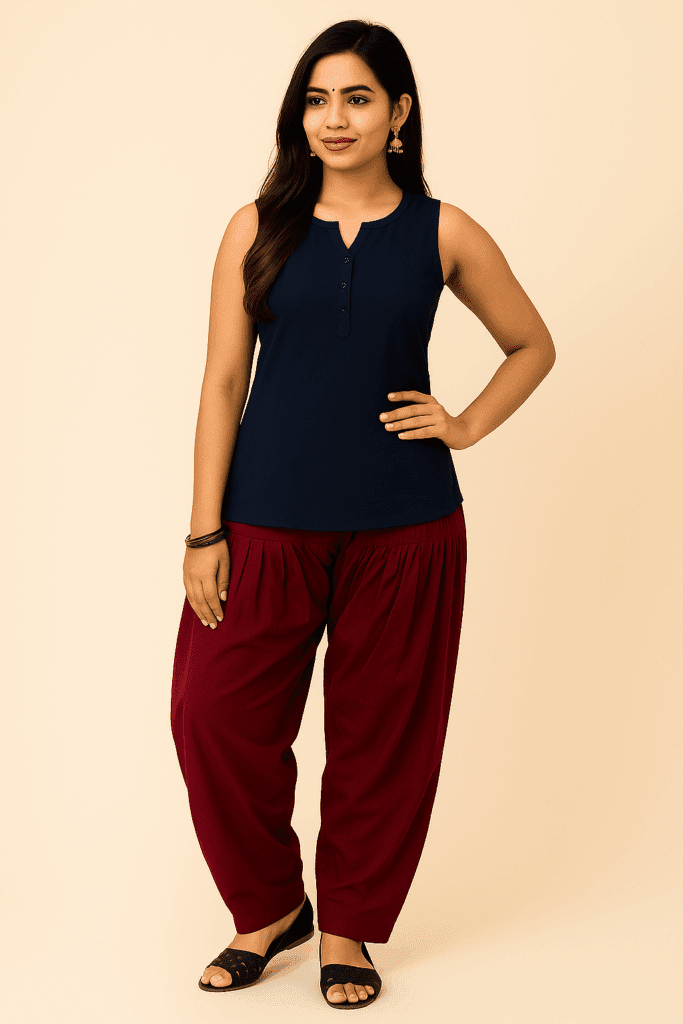 Cotton Patiala Maroon Pants for Women