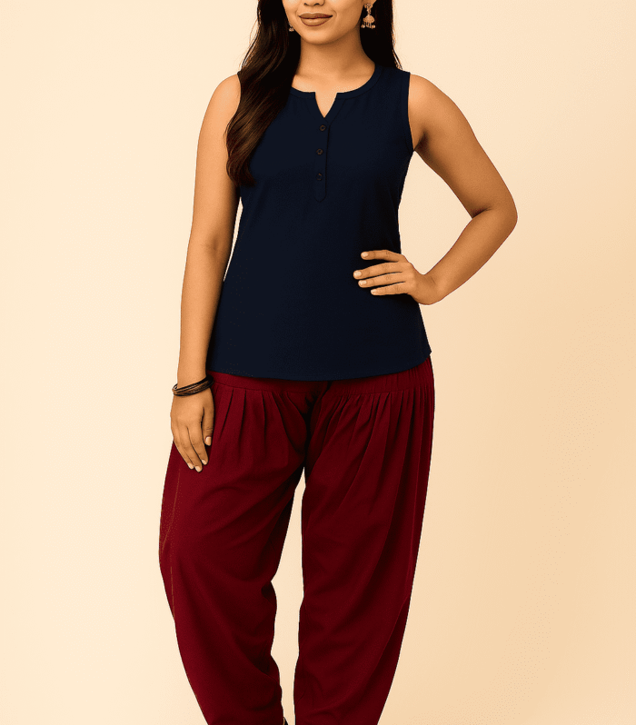 Patiala pants for women maroon cotton comfortable ethnic wear