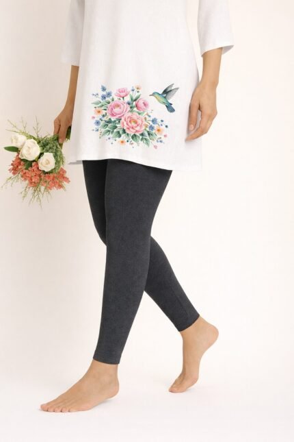 Graphite grey ankle length leggings for women