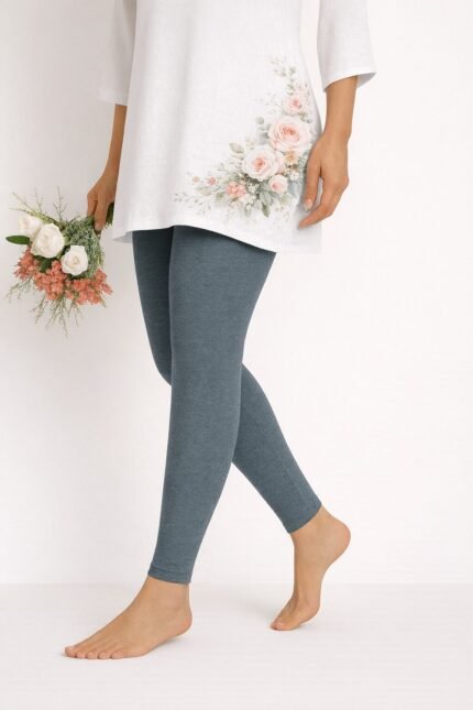 Slate grey ankle length leggings for women