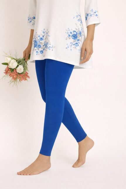 French blue ankle length leggings for women