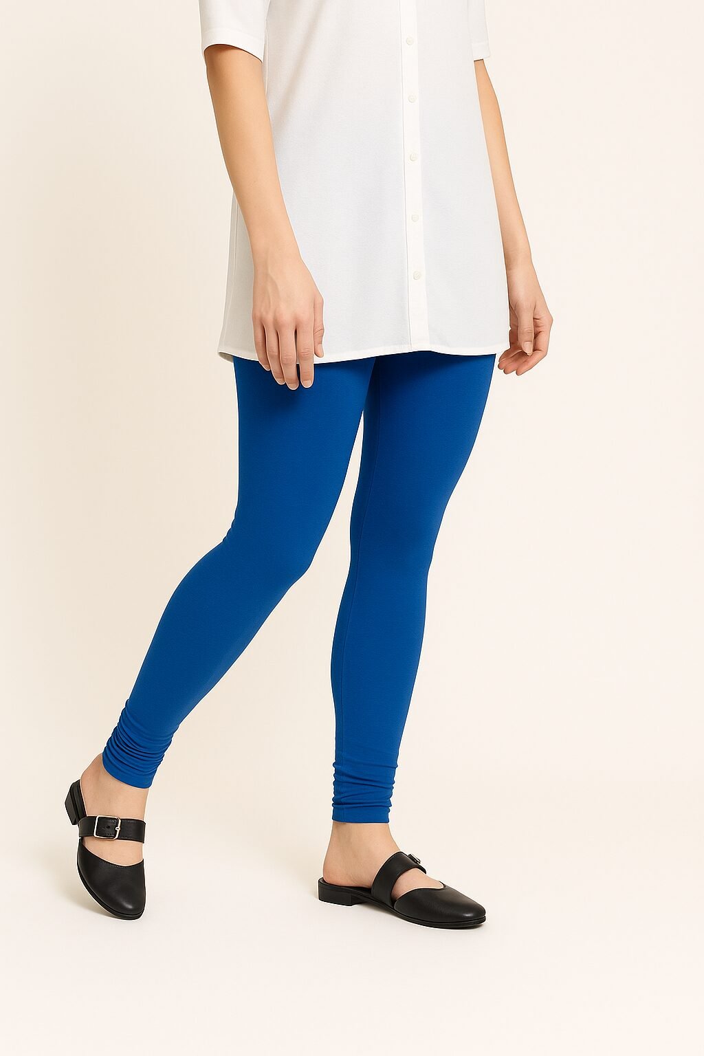 Royal wave ankle length leggings for women made from soft stretchable cotton fabric for comfortable daily wear