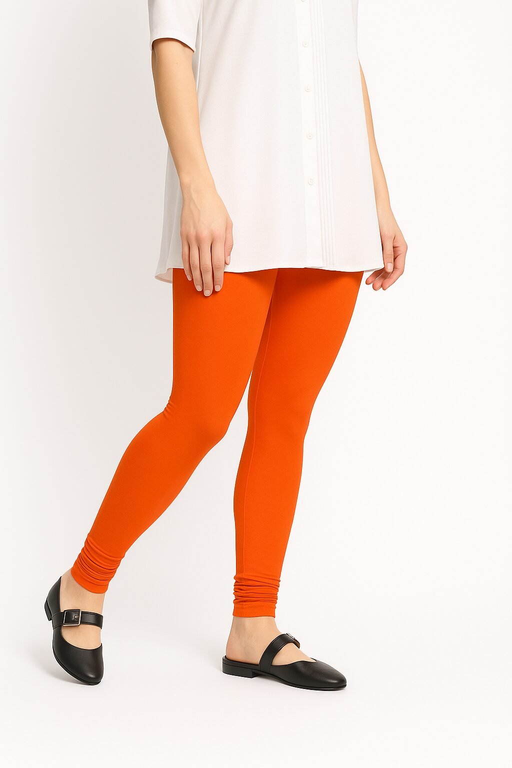 Bright orange leggings for women
