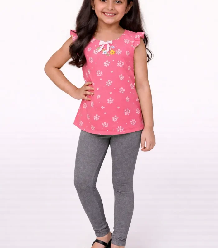 Grey cotton leggings for kids comfortable daily wear